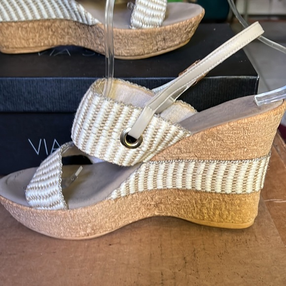 Onex Striped Wedge Platform Cork Sandals in Sz 8 - Picture 3 of 14